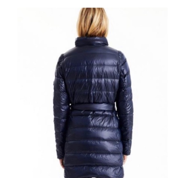 Tumi PAX belted navy blue down filled winter coat jacket Sz. Medium - Picture 2 of 16